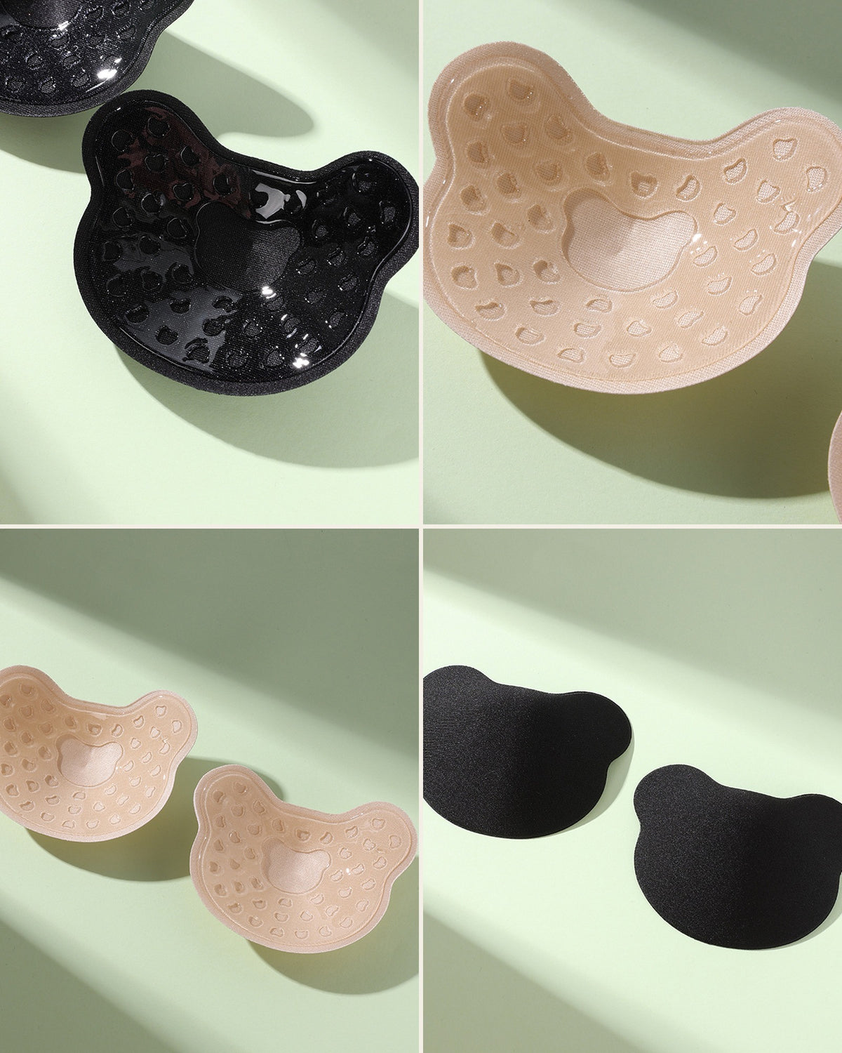 Darette Off the Record Covers - collage of the bear-shaped silicone covers in Nude and Noir