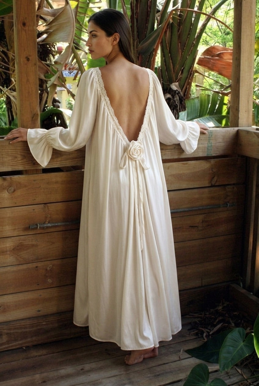 Candid lifestyle shot of the Darette Rose to the Occasion Gown in Champagne