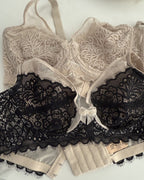 Darette The Confidante Lace Set in Crème and Noir - customer review photo of both colourways laid flat together