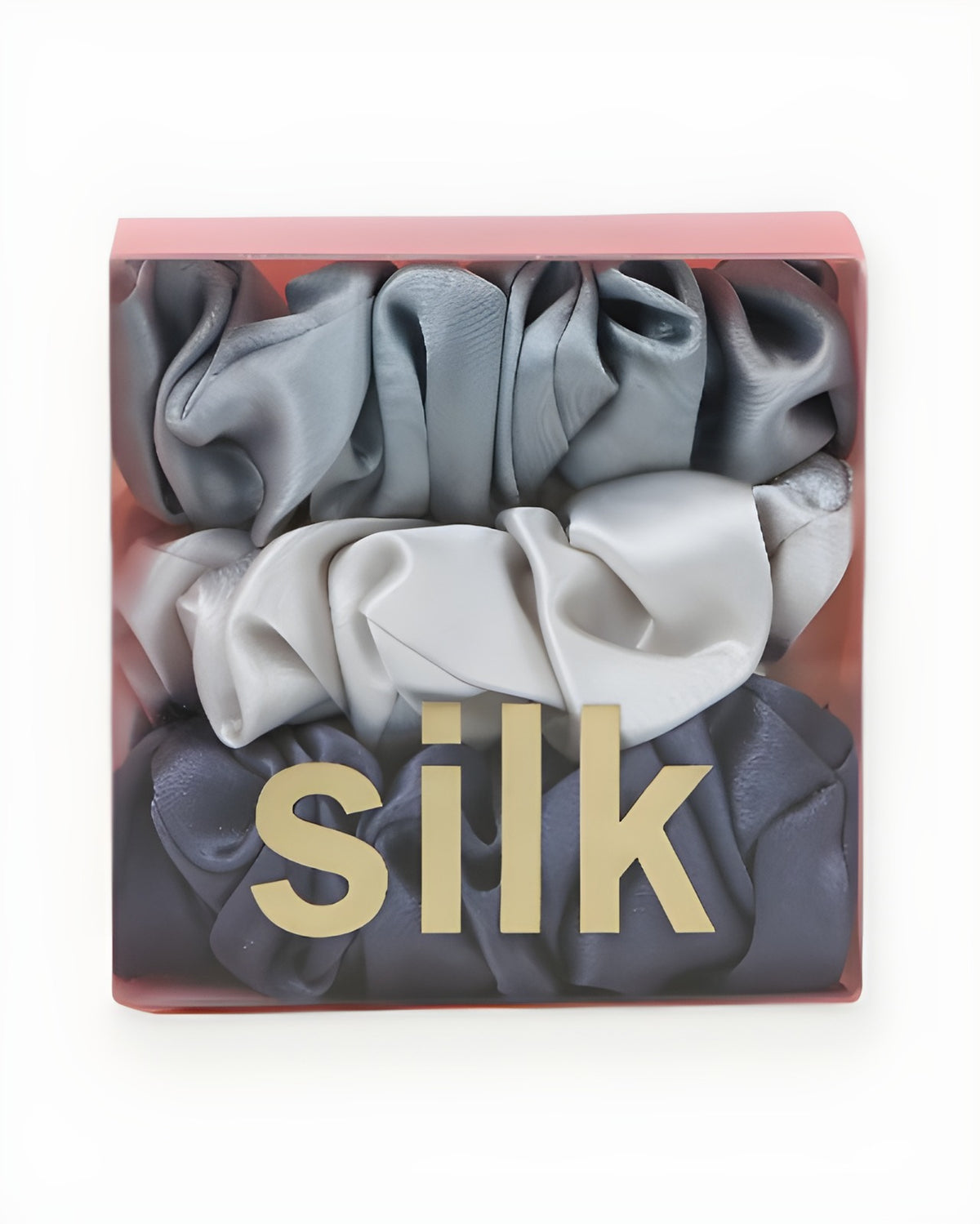 Darette The Understudy Scrunchie Set in Deep Blues - gift box of three silk scrunchies in deep sea and grey-blue tones