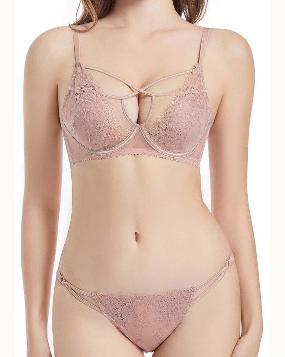 Darette The Undone Lace Set in Mocha - full-length front view against a white backdrop